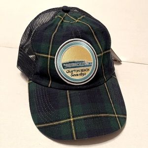 Grayton Beach Florida 30A Patch Preppy Plaid Adjustable SnapBack Trucker Hat NEW